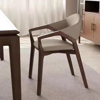 Modern Wooden Dining Chair with  Upholstered Seat Minimalist Armchair for Living Room & Dining Room, Solid Wood Frame Furniture