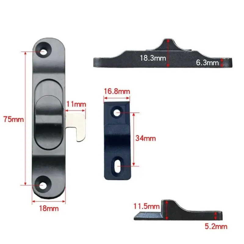 Chiusure per porte con schermo pieghevole scorrevole Trackless Serrature con gancio per finestra in rete push-pull Serratura antifurto Fibbia Chiusura universale sinistra e destra - immagine 5