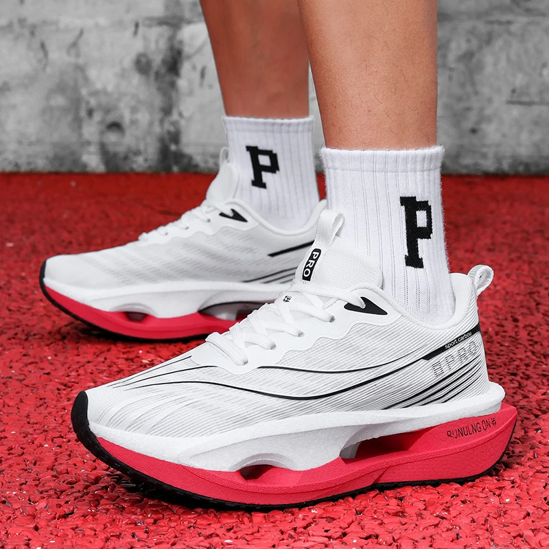 Men's Casual, Comfortable and Fashionable Road Running Shoes, Stable Inversion, Sports and Outdoor, Lace-Up Design, Low-Top Style, Fabric Upper and Comfortable Insoles, Non-Slip Wear-Resistant Soles, Geometric Patterns, Suitable for All Seasons