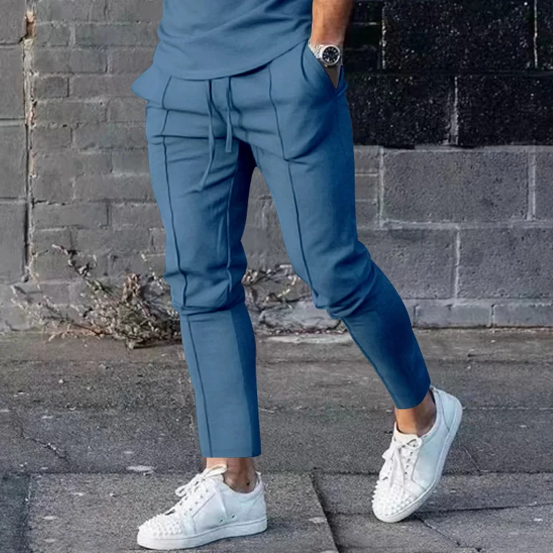 Men's Casual Pants Street Ruffled Solid Color Comfortable Versatile Travel Breathable Loose Fitness Jogging Casual sports pants