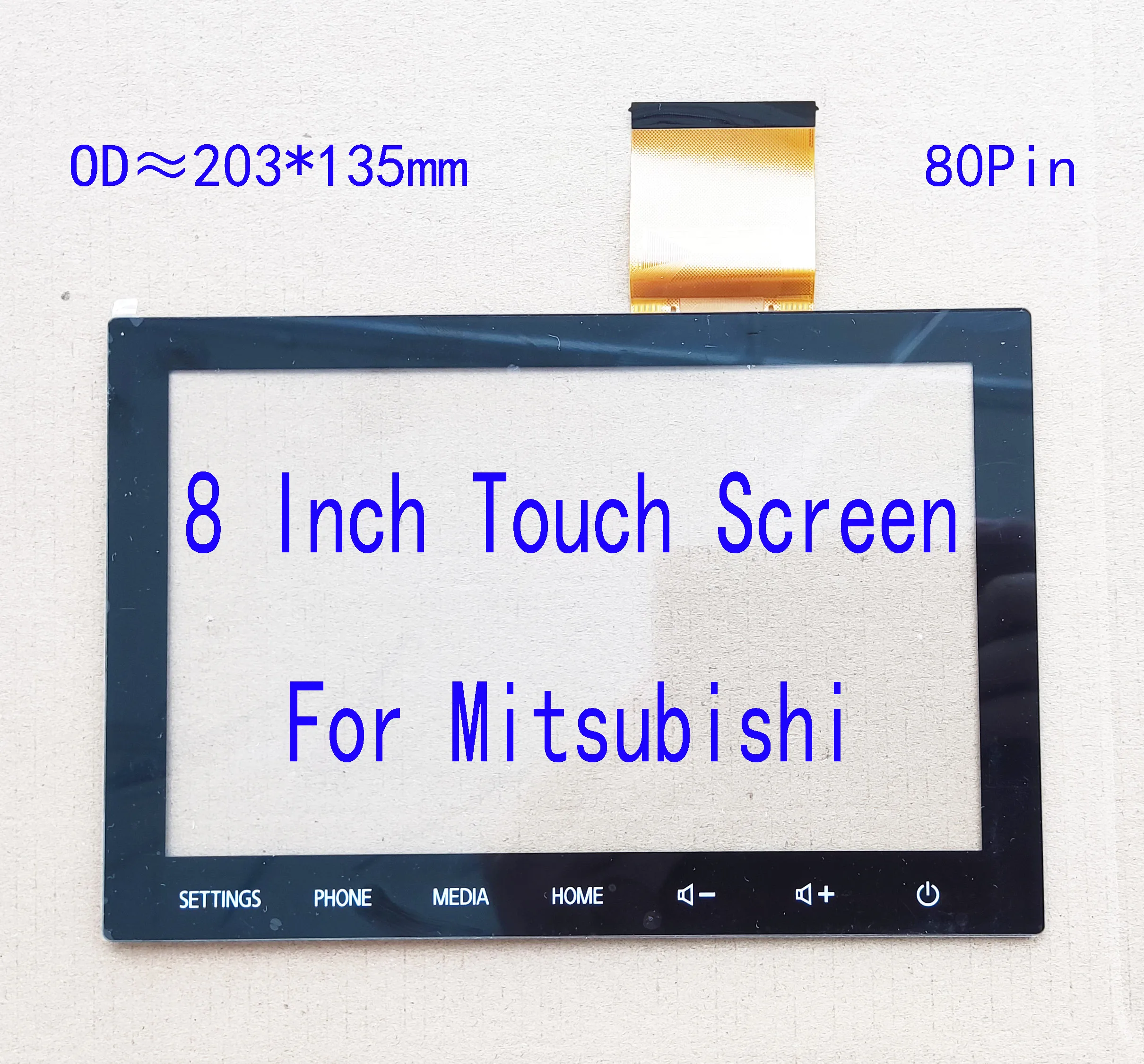 Polegadas Touch Screen Digitalizador Sensor de Vidro Painel para Mitsubishi Outlander Asx 80pin 203×135 mm 8