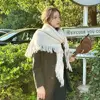 High Quality Winter Triangle Shawl Versatile Tassel Knitted Shawl Wraps Thickned Cold Proof Blanket Scarf for Women 3