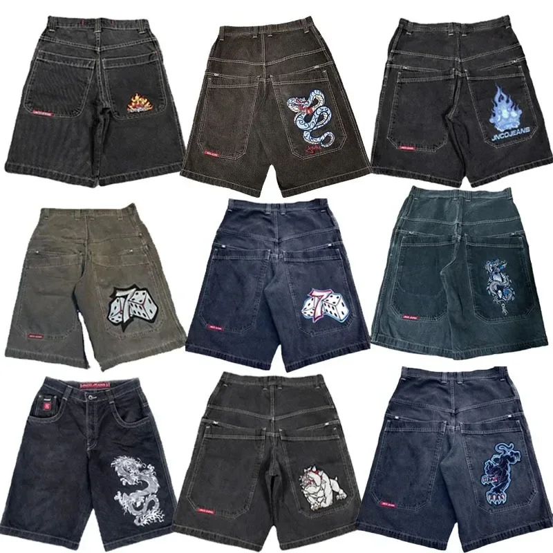 

JNCO Shorts Y2K Hip Hop Pocket Baggy Denim Gym Shorts Men Women Summer New Harajuku Gothic Men Basketball Shorts Streetwear
