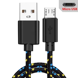 Fast Charging Nylon USB A to Micro USB Cable - Durable Data Charger, 1M/2M/3M Length Options - 2m (Black)