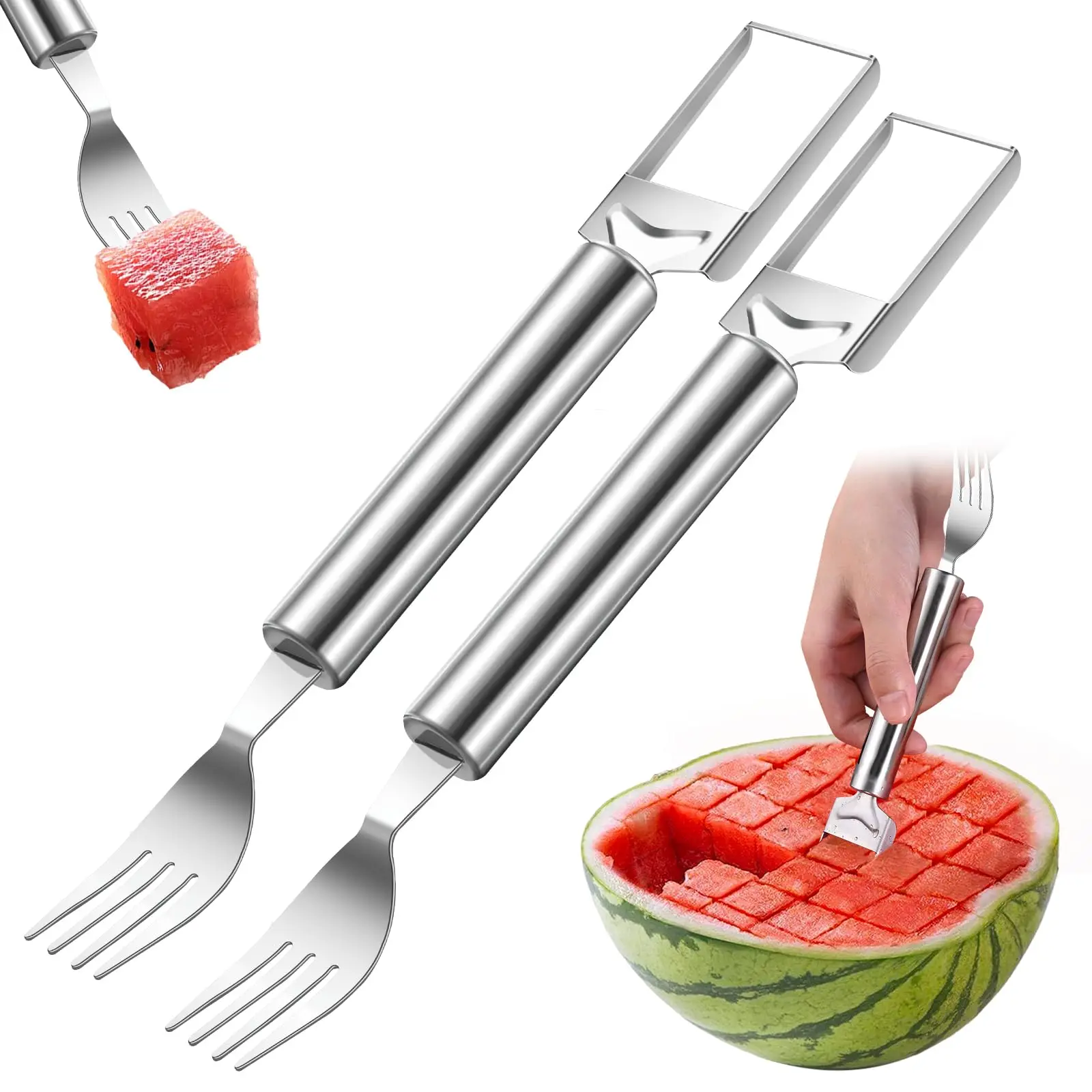 2 In 1 Watermelon Cutter Fork Portable Melons Cutter Slicers Tool vegetable cutter fruit cutter For Camping Picnic