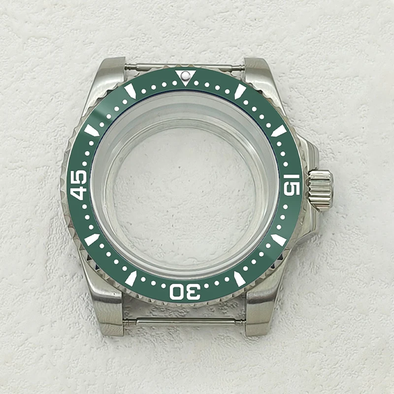 SUB 40 mm Herren-Uhrengehäuse, silbrigem Edelstahl, Saphirglas, passend für NH35 NH36 7S26 4R Uhrwerk, Reparatur und Austausch