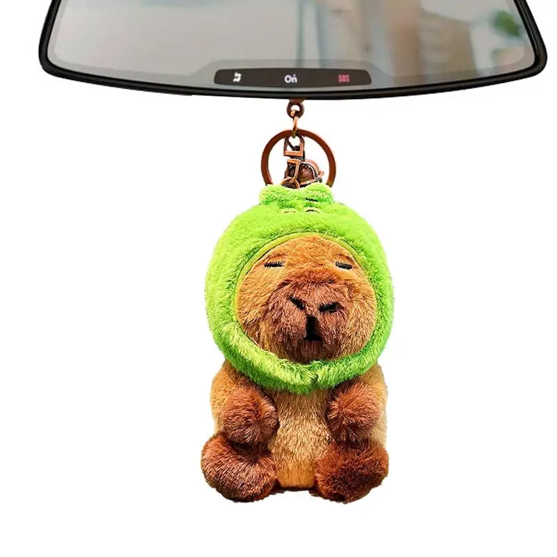 

Cute Animal Plushies Capybara Soft Capybara Keyring Pendant Wearing Animal Headcover Capybara Birthday Gifts For Kids Adults