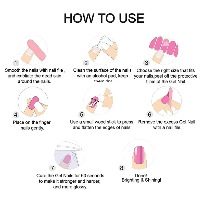 Nude Semi-Cured Gel Nail Patch Slider Adhesive Waterproof Long Lasting Aurora Full Cover Gel Nail Sticker UV Lamp Needed 20Tips