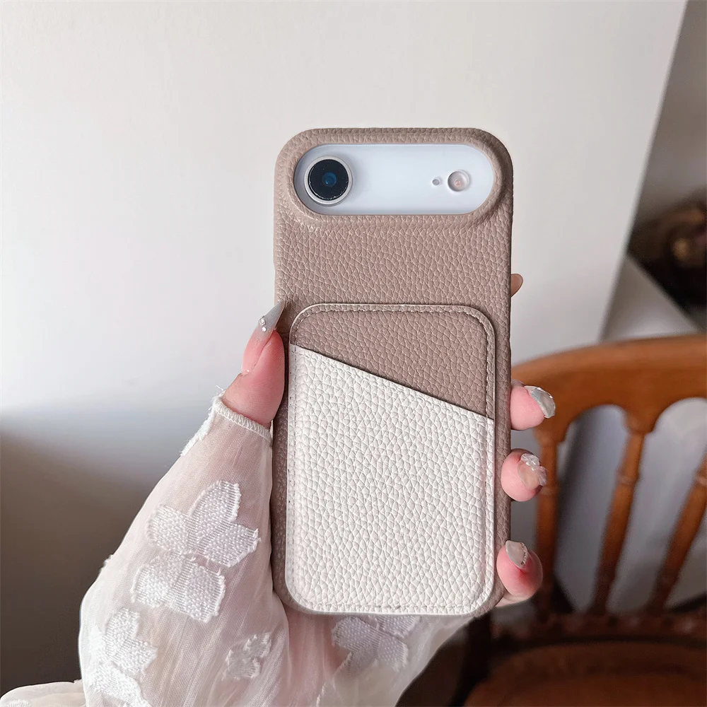 Luxury Color Collision Leather Wallet Card Slot Phone Case - Elegant Back Cover