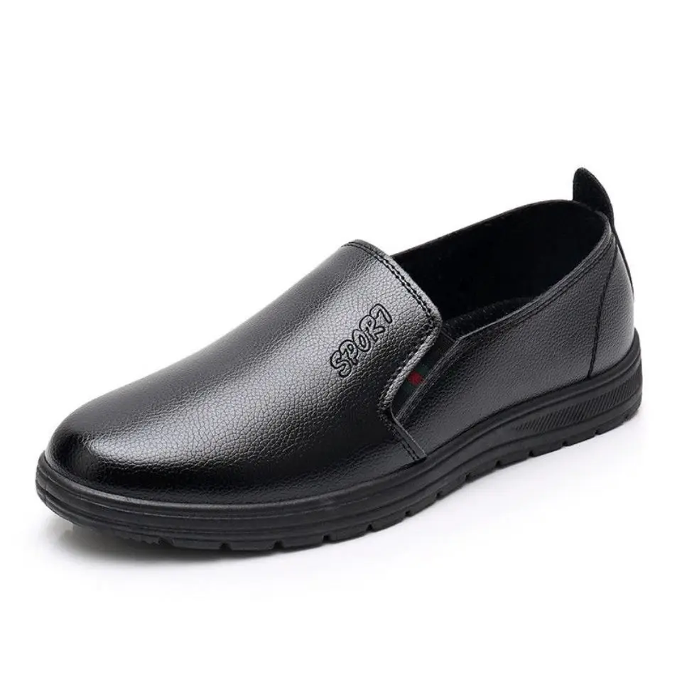 Spring And Summer Mens Flat Shoes Oil-Proof And Waterproof Men Casual Shoes Wear-Resistant Breathable Leather Flat Shoes