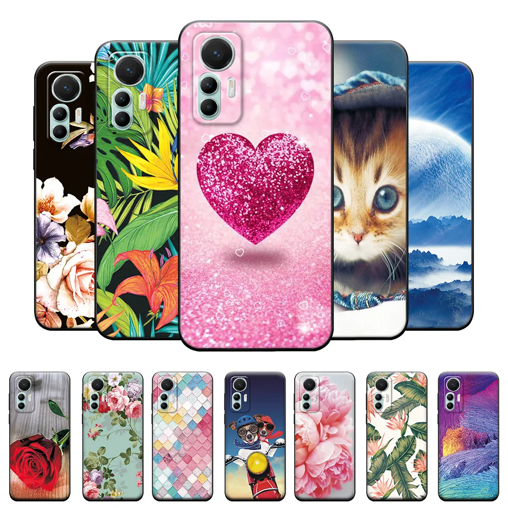 Per Xiaomi 12 Lite Custodia 6.55 "Cover Posteriore In Silicone Tpu Per Xiaomi 12 Lite 5G Custodia Morbida Rosa Amore Per Xiaomi 12 Lite Paraurti
