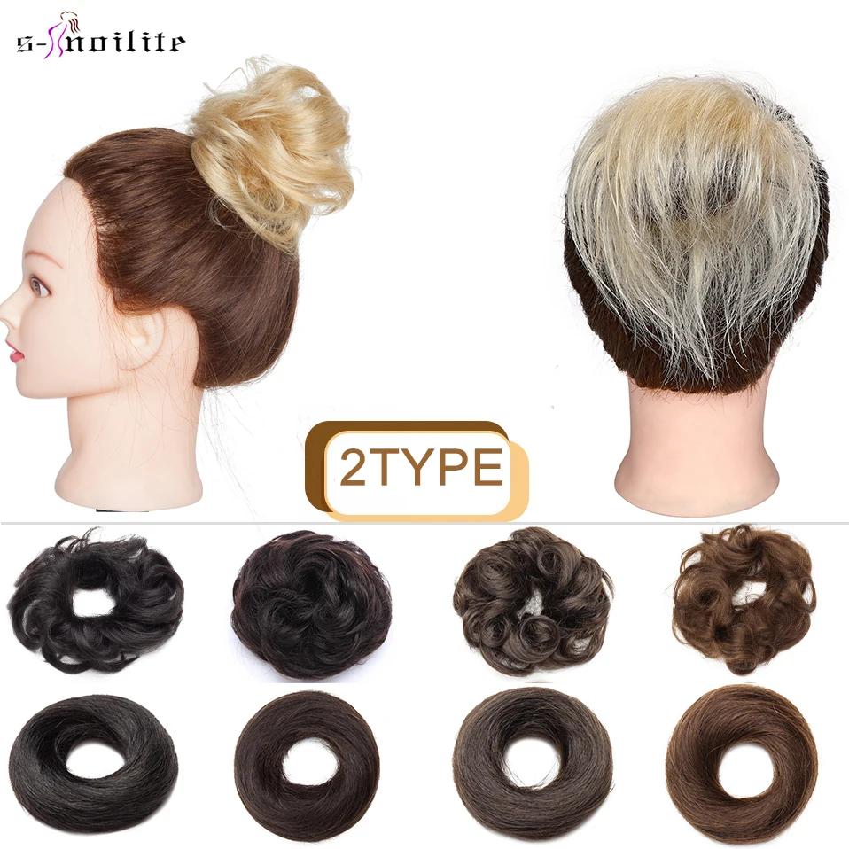 2Type Curly and Straight Human Chignon Donut Hairpiece Elastic Rubber Band Human Hair Bun Hair Pieces Extension human hair bun extension