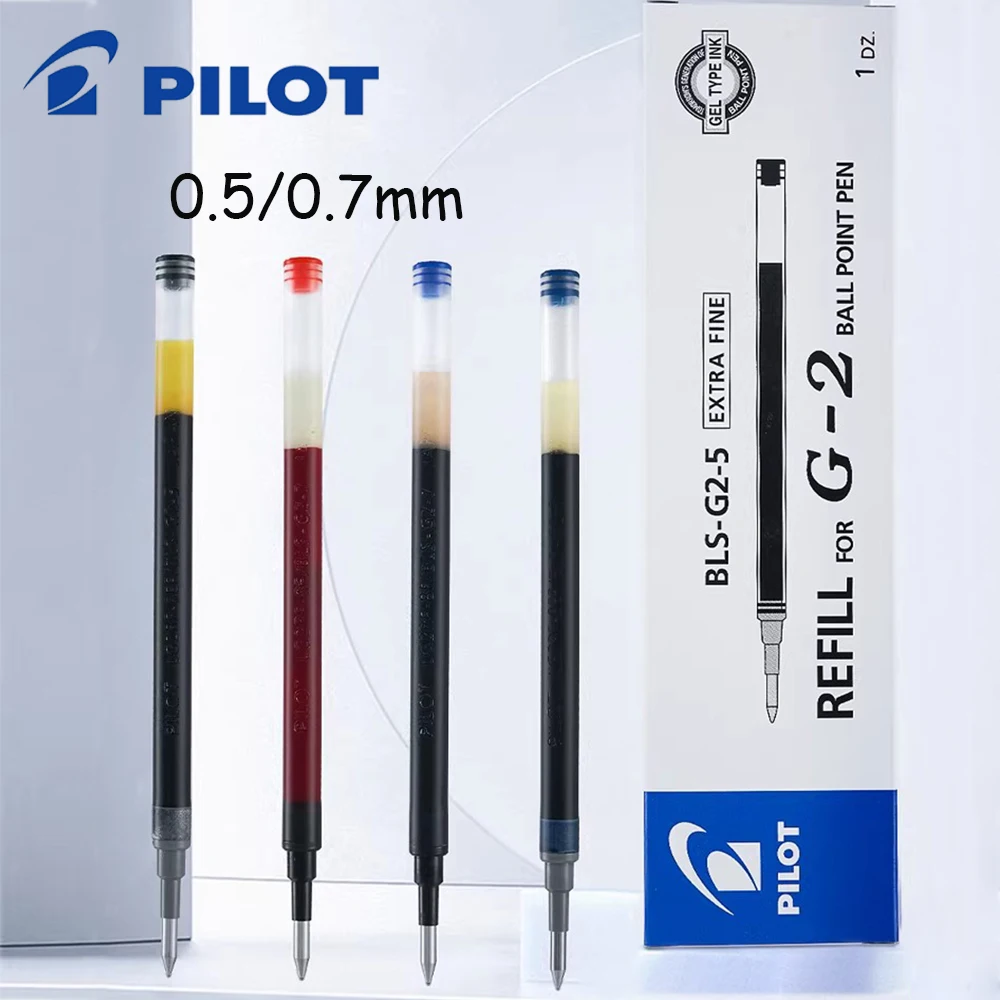 12pcs 일본 파일럿 젤 펜 리필 BLS-G2 G2/G6에 적합 0.5mm/0.7m 교체 코어 B2P 블랙 펜 귀여운 문구류