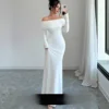 Vestido largo elegante de poliéster elástico con un solo hombro para mujer, vestido ajustado con elasticidad tridimensional, nuevo estilo de otoño