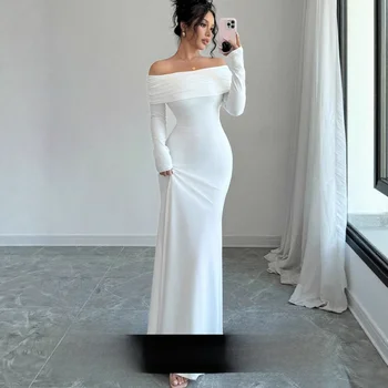 Vestido largo elegante de poliéster elástico con un solo hombro para mujer, vestido ajustado con elasticidad tridimensional, nuevo estilo de otoño