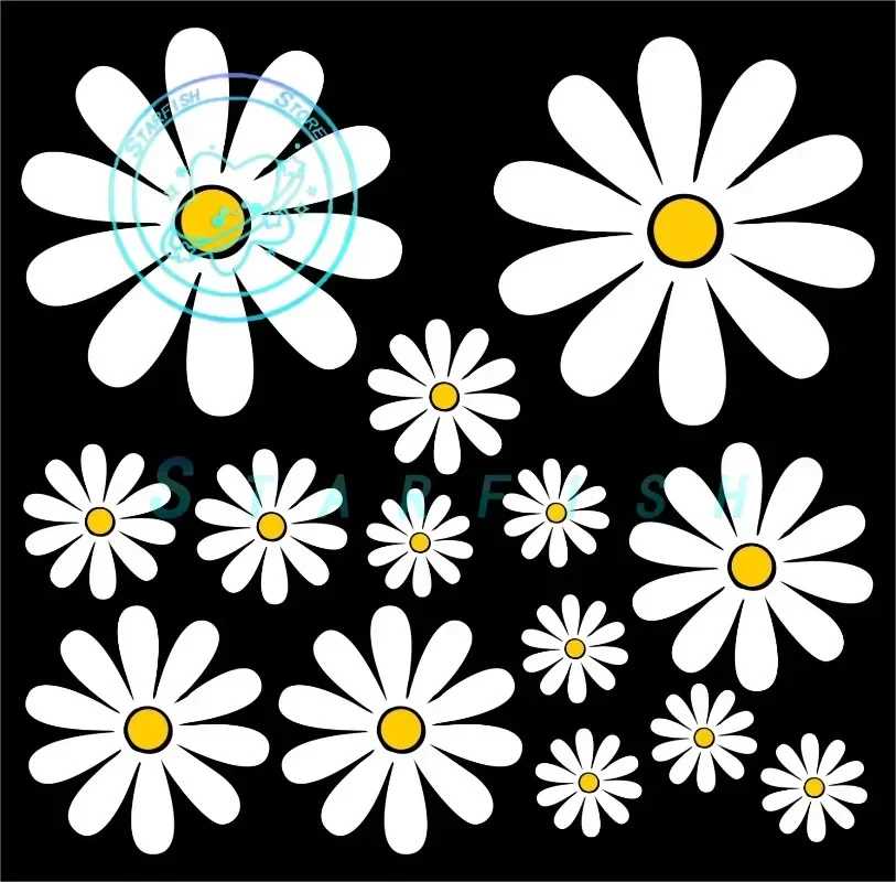 

Vinyl Stickers on Car 14 Piece Set Products Daisy Exterior Parts Waterproof Decal Decoration Sticker Accessories Motorcycle Car