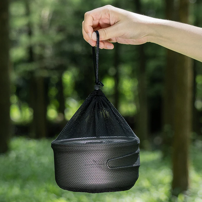 Titanium Camping Pot with Lid Ultralight Outdoor Cooking Pot Single Layer Lunch Box with Folding Handle Boundless Voyage Ti2041C kitchen utensils,camping cookware,camping cookware set