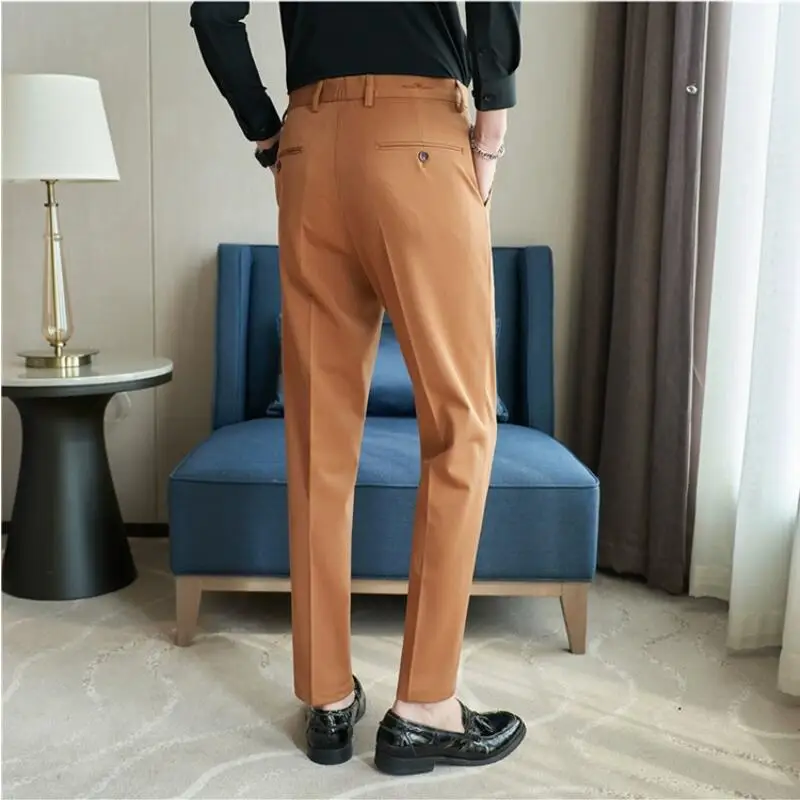 Autumn Mens Fashion Embroidered Trousers Korean Business Dress Solid Suit Pant Formal Office Social Slim Fit Casual Suit Pants business pants suit pants men pants
