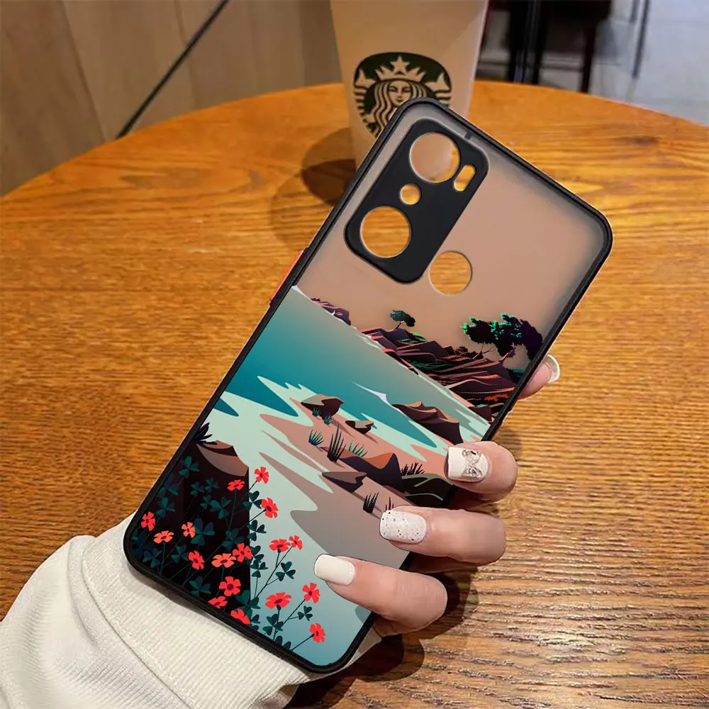 thumbnail image 1 of Funda mate para infinix HOT 20I 12 12I 11 11S 10 10I 10S PLAY 9 8 Pro POVA 3 CAMON 15 17P, funda artística pintada a mano con paisaje de montaña, 1 of 5