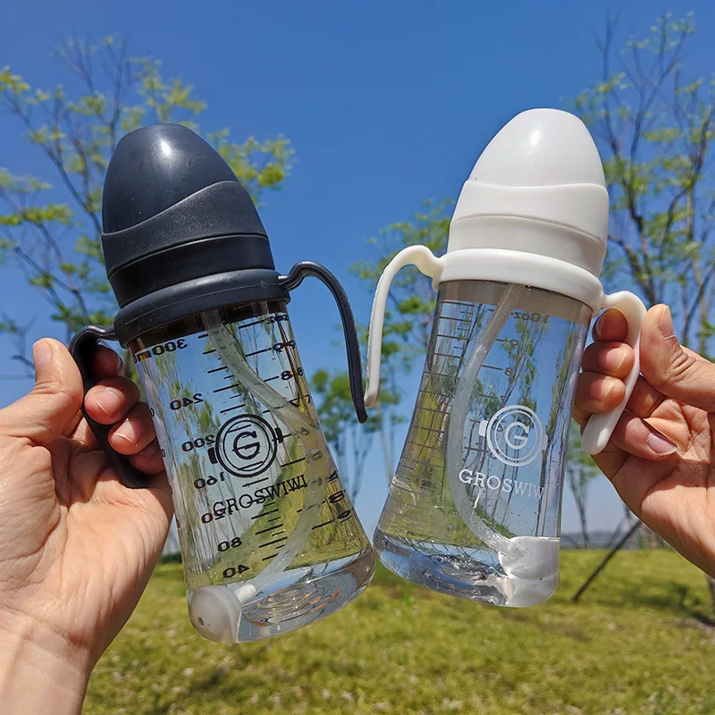 Baby Feeding Bottle Anti Colic Air Vent Wide Neck Natural Nursing Cup Infant BPA Free 300ml Gravity Ball Baby Cup