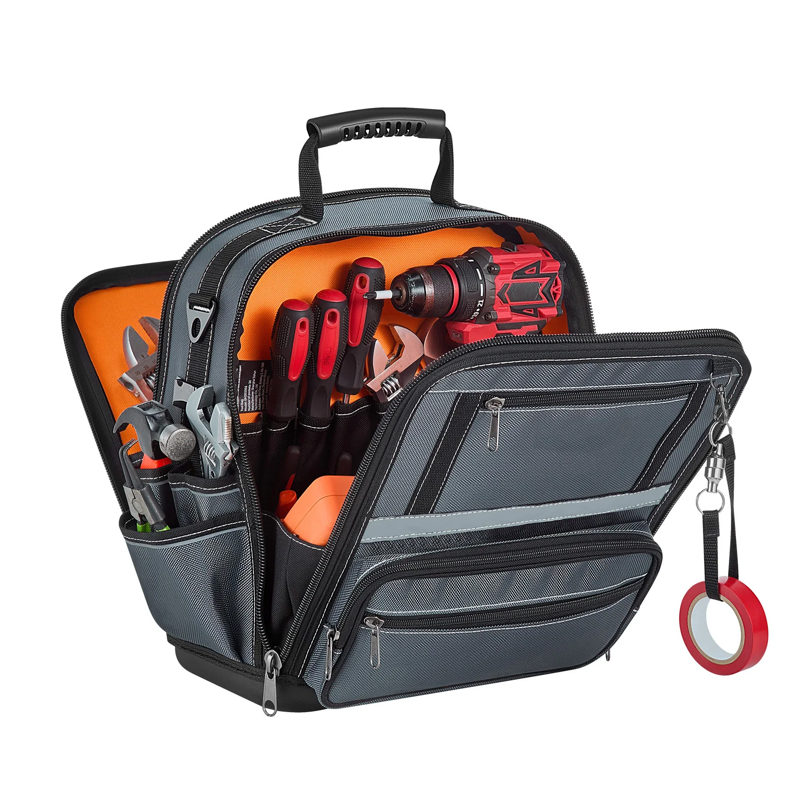 SucceBuy 34-Pocket Portable Tool Bag 13.2in Tool Pouch with Plastic Base Toolbox Garage Organizer Storage for Electrician Tools