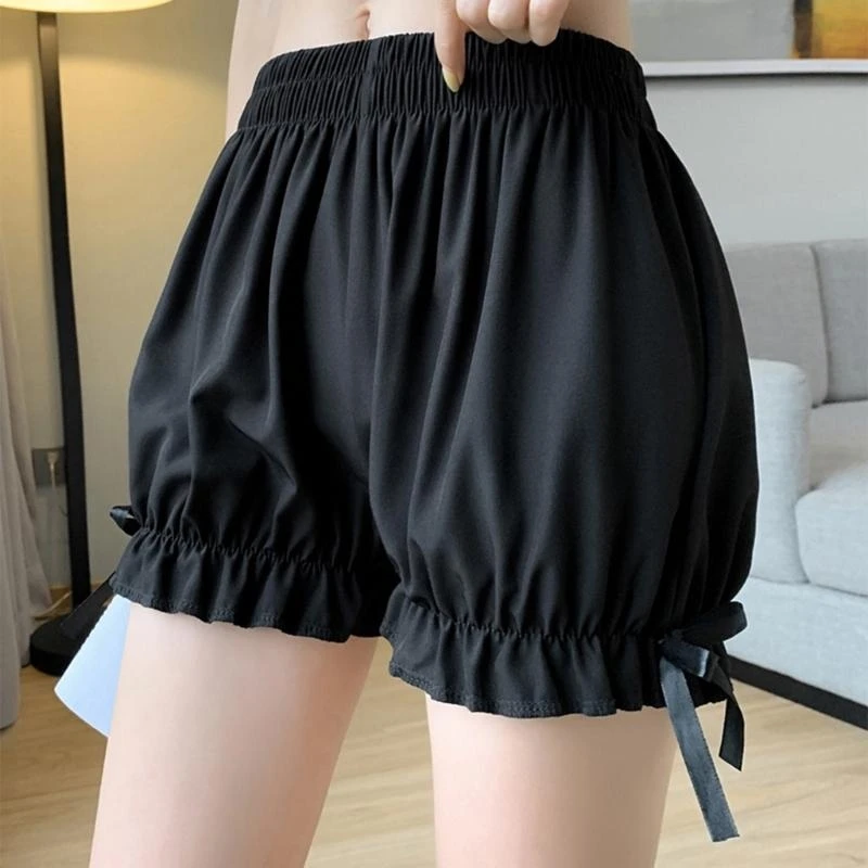H7EF Women's Pumpkin Pants Shorts Maid-Inspired Bloomers with Frilly for Daily & Cosplay Wear