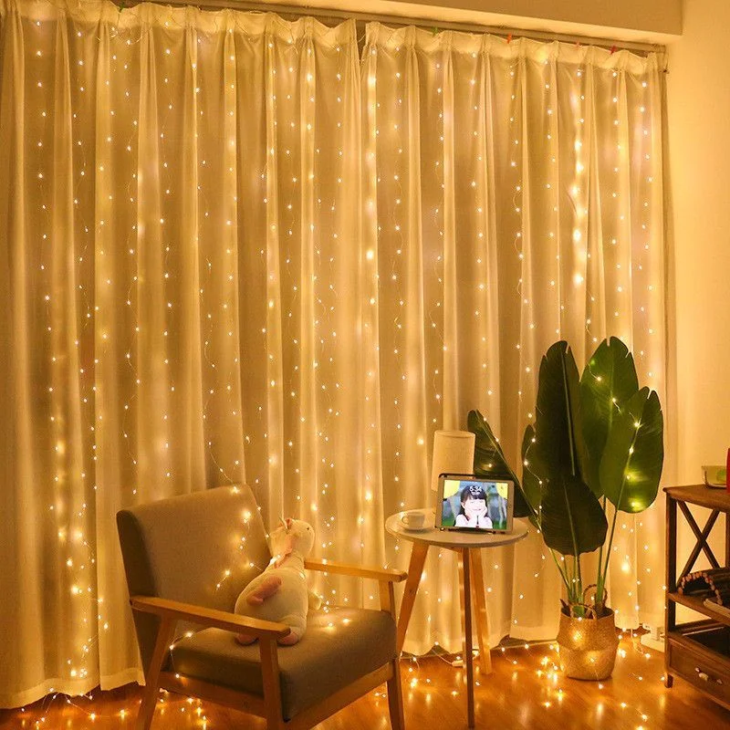 Description Picture 5 of item6M LED Garland Curtain Lights 8 Modes Remote Control Fairy Lights String Wedding Christmas Decor for Home Ramadan Festival Lamp