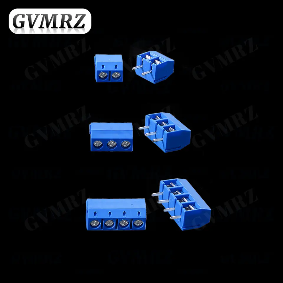 100PCS PCB Screw Terminal Block Connector KF301 Pitch 5.0MM 2P 3P 4P Splicable Kit Box KF301-2 Blue KF301-2P KF301-3P KF-301 image 6