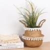 Handmade Seagrass Storage Basket Foldable Laundry Straw Wicker Rattan Seagrass Belly Garden Flower Pot home decor Planter Basket 4
