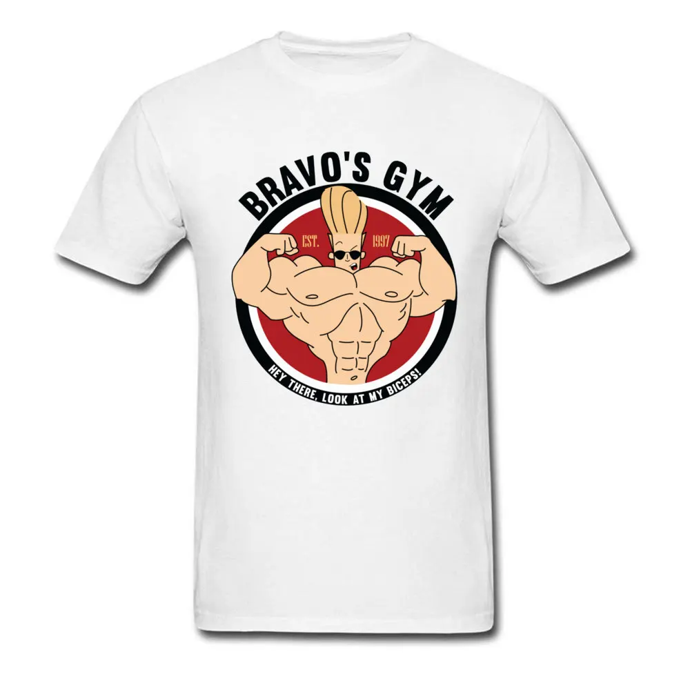 Johnny Bravo Biceps graphic T Shirt Red MuscleNerd Bodybuilding Funny Tshirt  Cartoon Print Leisure Tops Tees Men kawaii top