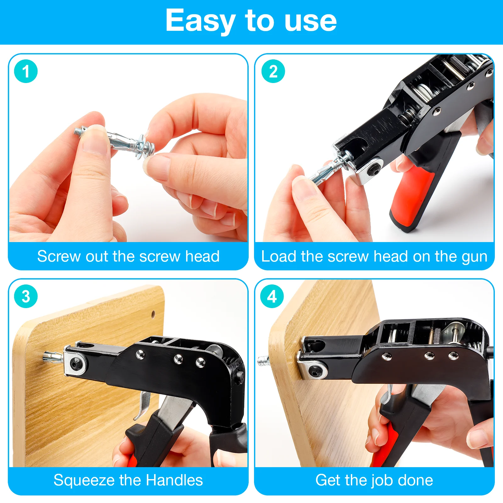 Hollow Drive Wall Anchor Screws Gun Heavy Duty Metal Tool Hollow Wall Anchors Gun Plasterboard Fixing For M4 M5 M6 Molly Bolt 6