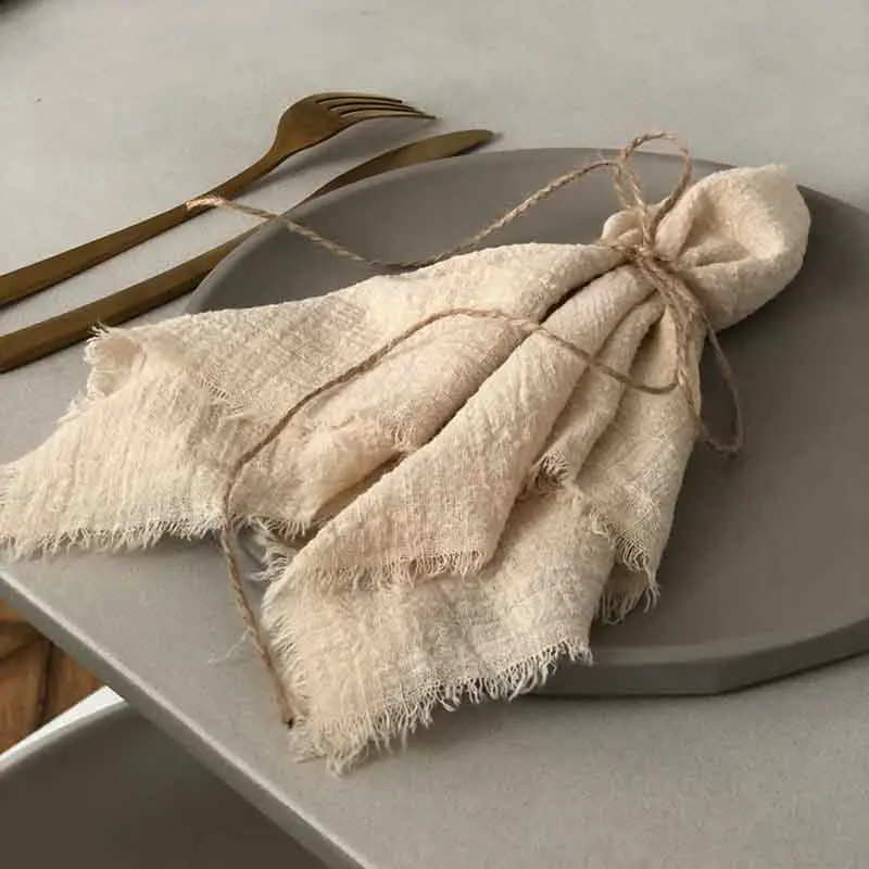 12pcs /lot napkins home decor cheesecloth table towel blush pink cotton gauze napkin for event wedding napkins in 42x42cm YEPQZQ