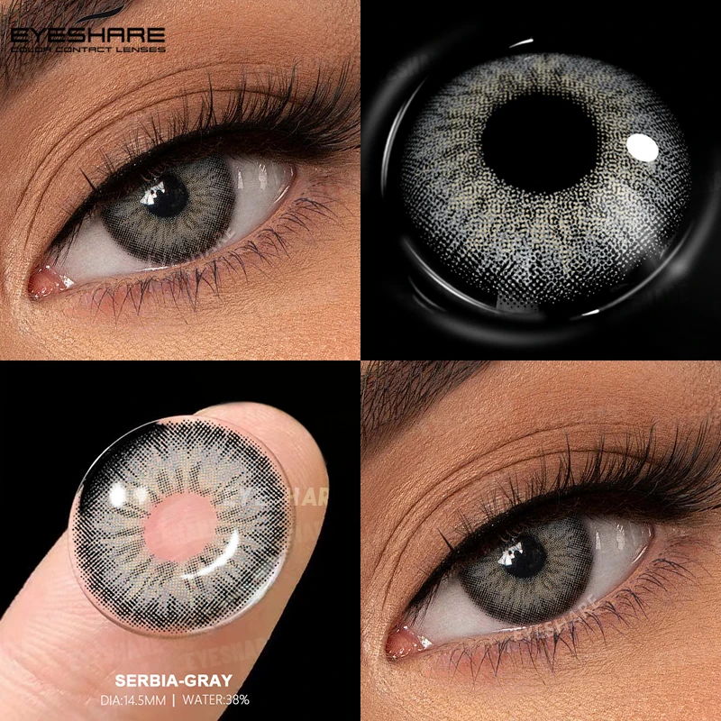 EYESHARE Farbkontaktlinsen für Augen, natürliches Grau, Schönheit, Schüler, Augenlinsen, braune Kontakte, 2 Stück, 1 Jahr, modisch, grün, Pupillentes – Detail 27