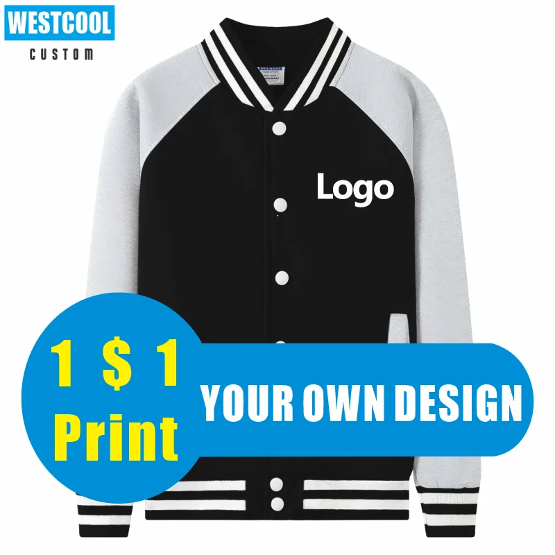 

WESTCOOL Fleece Raglan Baseball Uniform Custom Logo Personal Design Jacket Embroidery Autumn Winter 8 Colors Men And Women Coat