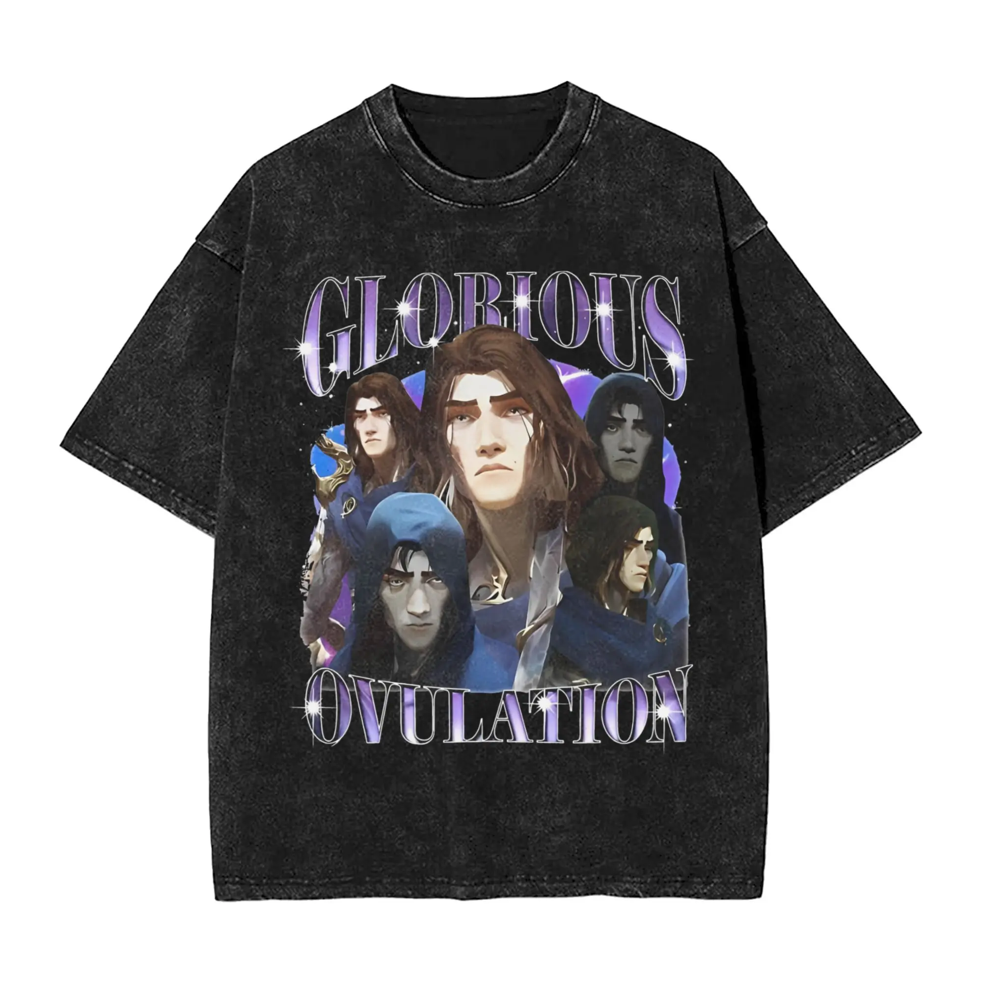 Arcane-Themed Men's Washed Novelty Tee - Short Sleeve Crew Neck 100% Cotton Shirt