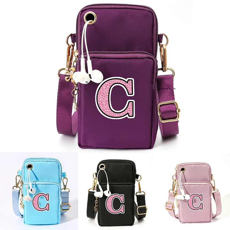 

4 Color Mobile Phone Bag Three Layer Universal Cartoon Letter C Fashion Shoulder Sports Yoga Arm Neutral Crossbody Bags