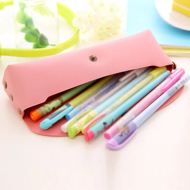 2 Db Cukorkás Színek Toll Táskák Divat Pu Ceruza Táska Ceruzák Tároló Szervező Hallgató Iskolai Irodai Kellékek - Image 3