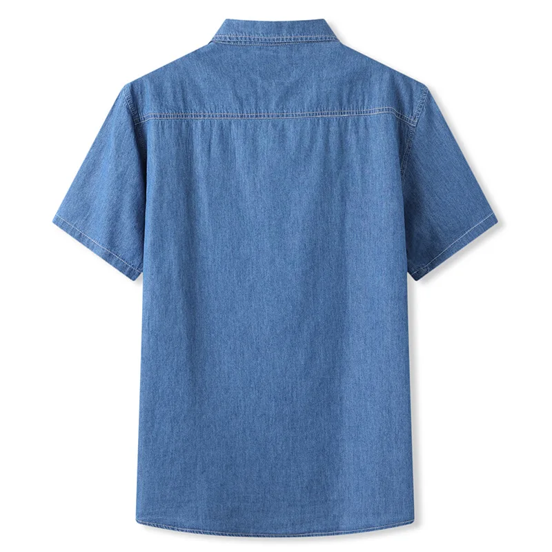 Fashion Suepr Large Men Short Sleeved Summer Oversized Loose Casual Denim Shirts Plus Size XL2XL3XL4XL5XL6XL7XL8XL denim shirt