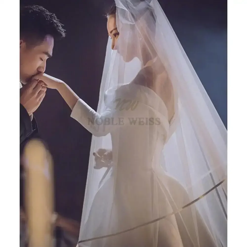 Ribbon Edge Wedding Veils Tulle Long Bridal Veil Two Layer Bridal Veil Long Party Veils Wedding Accessories Customized bridal veil