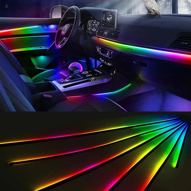 Symphony Full Color Car Interior Light Dual Zone LED Strip Accessories DIY  Car Guide Fiber Optic Led Ambient Light App Control - AliExpress