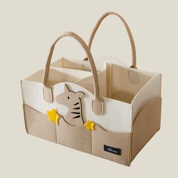 Borsa per pannolini in feltro Tasche per organizer per bambini Borsa per mummia portatile Borsa per mamma e bambino Organizzatore per pannolini Cestino portatile per mamma 1