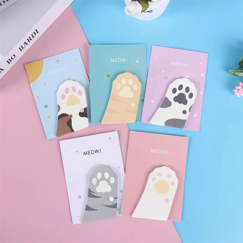 2sets Index Stickers Memo Pads Kawaii Cat Paw Sticky Notes Message Writing Note Pads Korean Stationery School Office Supplies