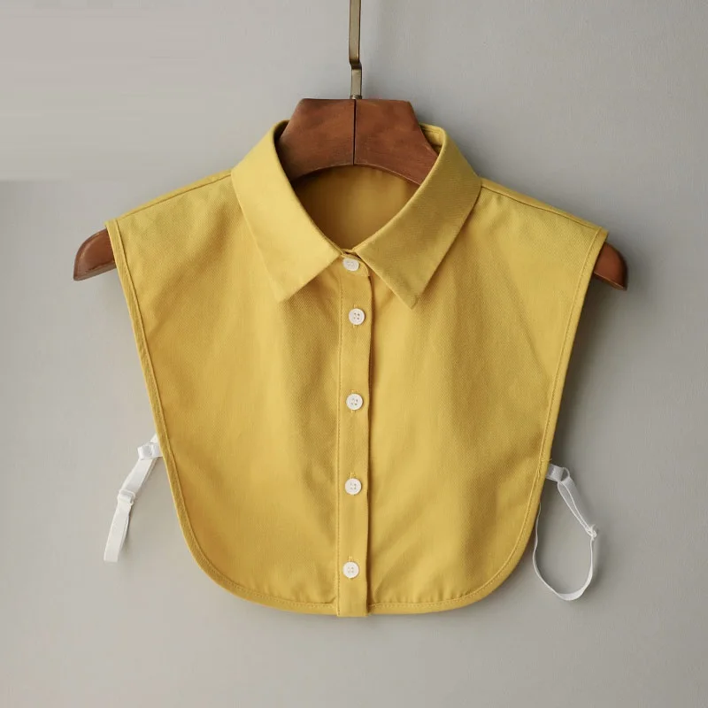 Yellow Cotton Fake Collar Women Blouse Shirt Decor False Collar Top Woman Detachable Collar Shirt Women Tie Removable Half Shirt