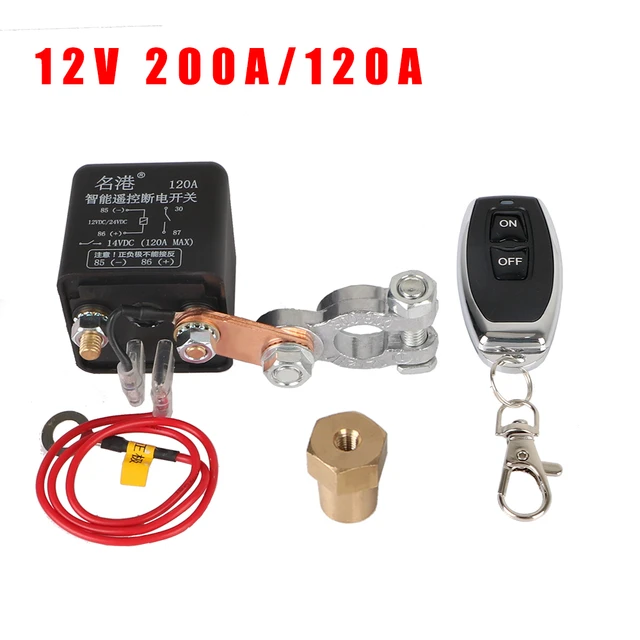 Interruptor de batería de coche de 12V, 120A/200A, interruptor de Control  de mandos a distancia inalámbricos automático, relé de desconexión de  batería de coche, interruptor aislador de corte - AliExpress