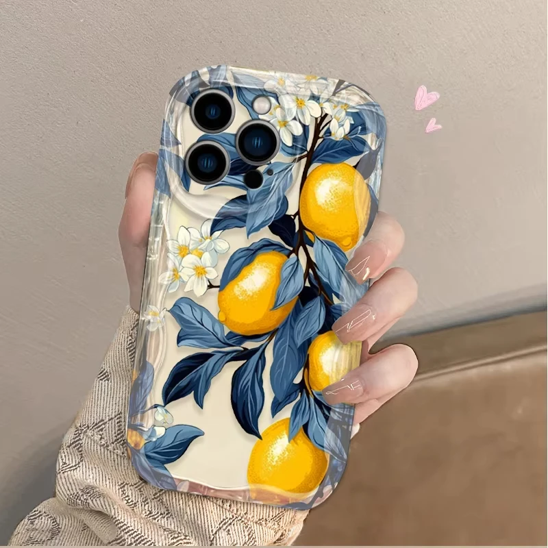 Summer Fruit Lemon Flower 3D Clear Silicone Phone Case Cover