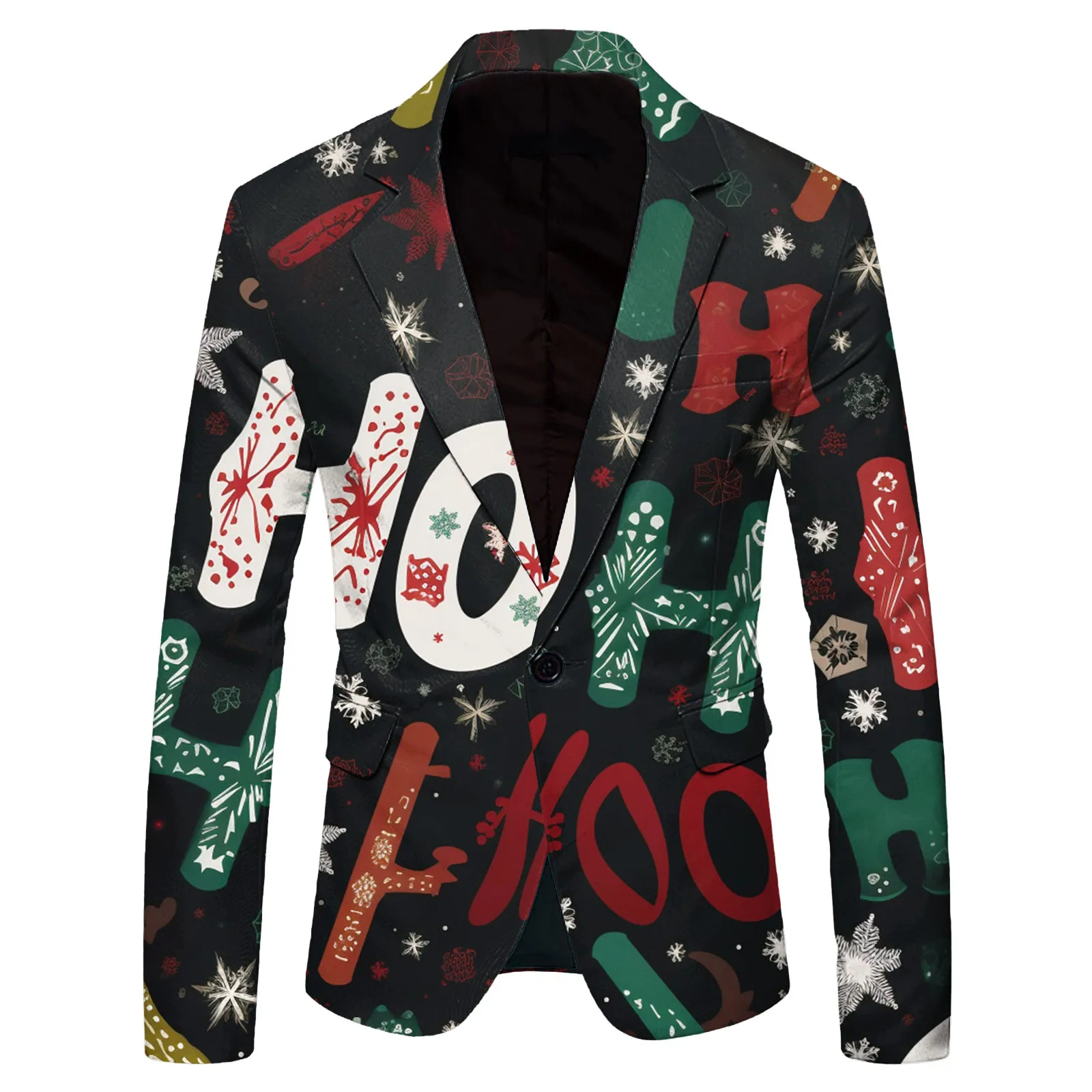 Mens Christmas Blazer Jackets Christmas Tree Snowflake Print Suit Coat Long Sleeve Lapel Blazers One Button Suit Jacket Xmas Top