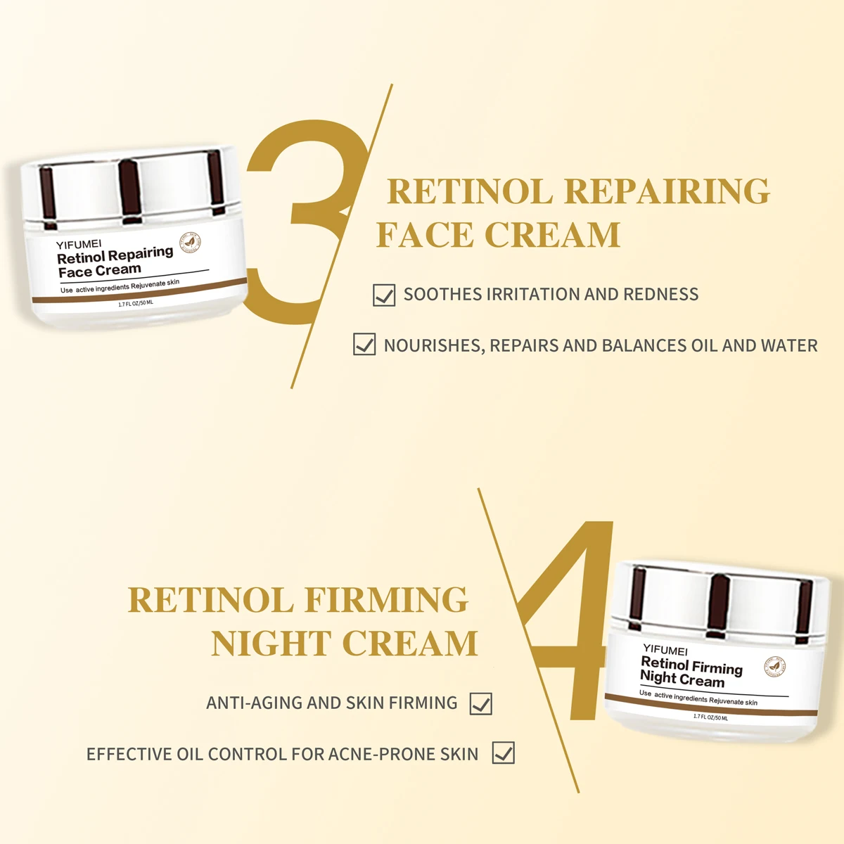 Retinol Collagen Face Lift Sets Skincare Products Toner+Lotion+Facial Day+Night Cream Ordinary Anti-Aging Facial Kit Pack 4pcs