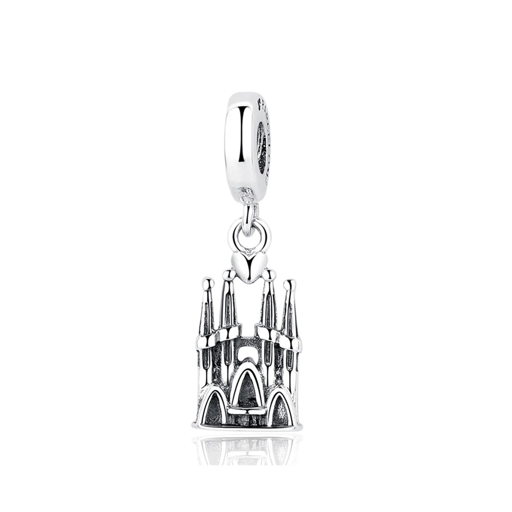New Original 925 Sterling Silver Bead Paris Eiffel Tower Dangle Charm Travel Fit Pandora Bracelet Necklace DIY Women Jewelry