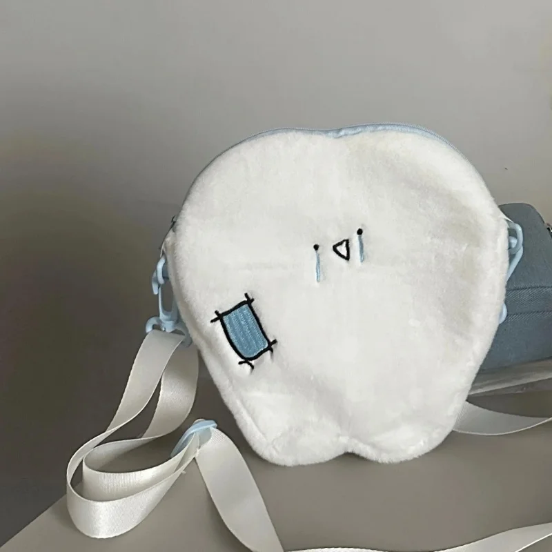 Cartoon Tooth Design Soft Fashion Casual Handbag Kawaii  Women Crossbody Shoulder Bag