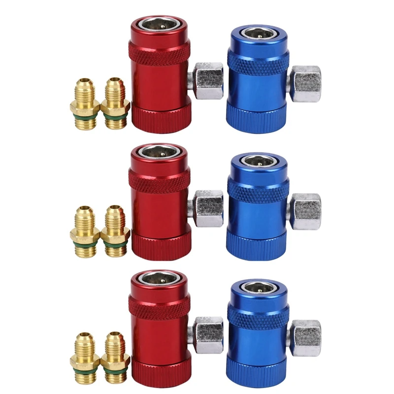 

3X Car Auto AC High / Low Side R1234yf Quick Couplers Adapters Conversion Kit With Manual Couplers